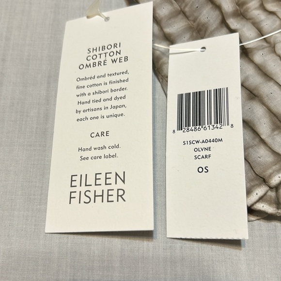NWT. Eileen Fisher Shibori Cotton Ombré Web Olvne Scarf. - Picture 4 of 4